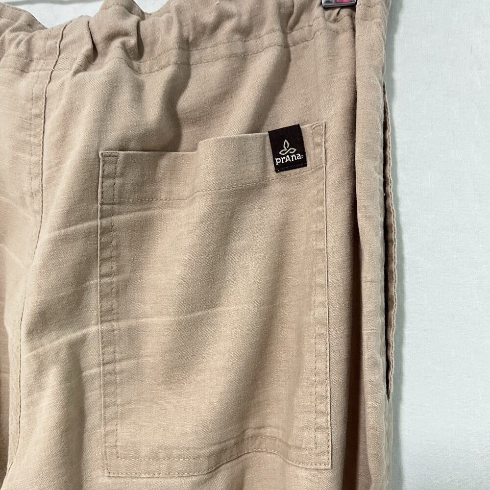 Prana Hemp Blend Wide Leg Pants Small Khaki Drawstring Adjustable Waist Stretch - Picture 6 of 11